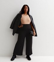 New Look Curves Black Jersey Wide Leg Trousers